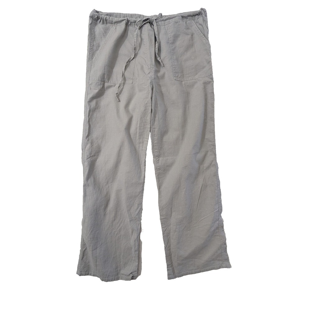 Venus‎ Linen Blend Wide Leg Pants Womens S Gray Coastal Beach Resort Casual